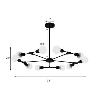 ZOWALA - Industrial Large Metallic Black Sputnik Chandelier Bedroom #size
