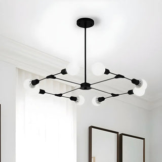 ZOWALA - Industrial Large Metallic Black Sputnik Chandelier Bedroom Image - 7