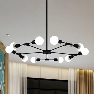 ZOWALA - Industrial Large Metallic Black Sputnik Chandelier Bedroom Image - 8