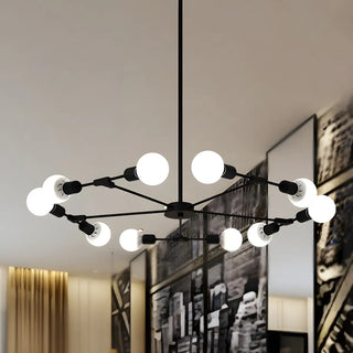ZOWALA - Industrial Large Metallic Black Sputnik Chandelier Bedroom Image - 9