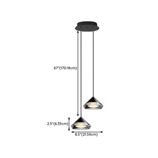 ZOWALA - Modern Bedroom Black Clear Acrylic Diamond Pendant Light #size