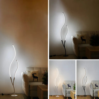 Black Dual Curved Light Bars Modern LED Floor Lamp Zawala Image - 10
