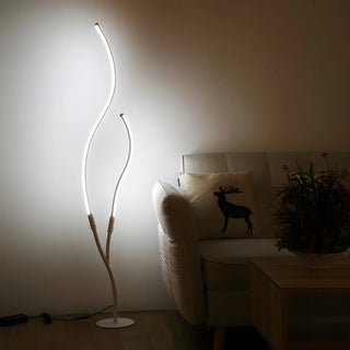 Black Dual Curved Light Bars Modern LED Floor Lamp Zawala Image - 11