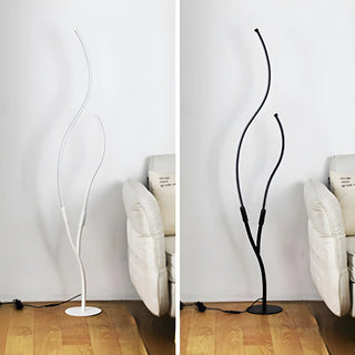 Black Dual Curved Light Bars Modern LED Floor Lamp Zawala Image - 13