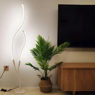 Black Dual Curved Light Bars Modern LED Floor Lamp Zawala Image - 3