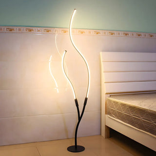 Black Dual Curved Light Bars Modern LED Floor Lamp Zawala Image - 4