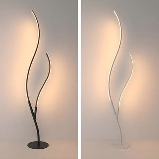 Black Dual Curved Light Bars Modern LED Floor Lamp Zawala Image - 5