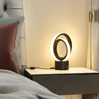 Creative Linear Circle LED Metal Bedroom Table Lamp Zawala Image - 1