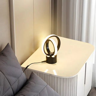Creative Linear Circle LED Metal Bedroom Table Lamp Zawala Image - 4