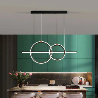 ZOWALA - Modern Black Double Ring LED Island Large Pendant Light Image - 1