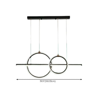 ZOWALA - Modern Black Double Ring LED Island Large Pendant Light #size