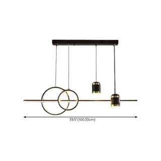 ZOWALA - Modern Black Double Ring LED Island Large Pendant Light Image - 16