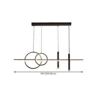 ZOWALA - Modern Black Double Ring LED Island Large Pendant Light Image - 17