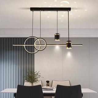 ZOWALA - Modern Black Double Ring LED Island Large Pendant Light Image - 2