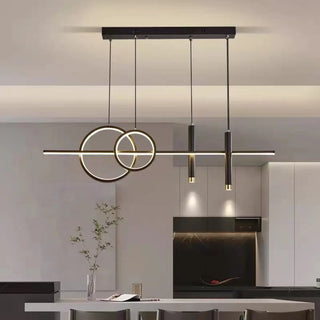 ZOWALA - Modern Black Double Ring LED Island Large Pendant Light Image - 3