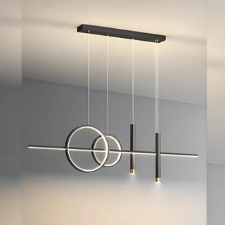 ZOWALA - Modern Black Double Ring LED Island Large Pendant Light Image - 6