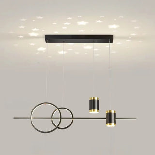 ZOWALA - Modern Black Double Ring LED Island Large Pendant Light Image - 7
