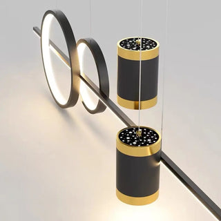 ZOWALA - Modern Black Double Ring LED Island Large Pendant Light Image - 8