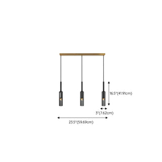 ZOWALA - Modern Black 3-Light Cylinder Island Light #size