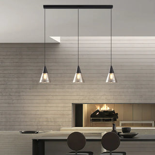 ZOWALA - Modern Kitchen Black Cone Clear Glass Pendant Light Image - 1