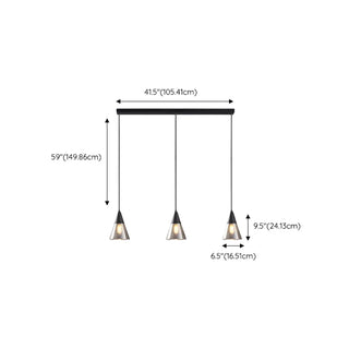 ZOWALA - Modern Kitchen Black Cone Clear Glass Pendant Light Image - 10
