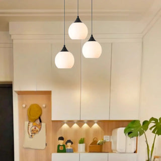 Modern Black 3-Light GLobe White Glass Pendant Light Zawala Image - 1