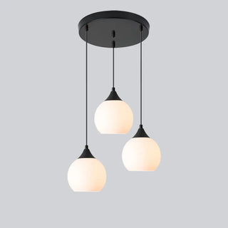 Modern Black 3-Light GLobe White Glass Pendant Light Zawala Image - 5