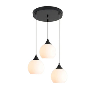 Modern Black 3-Light GLobe White Glass Pendant Light Zawala Image - 6