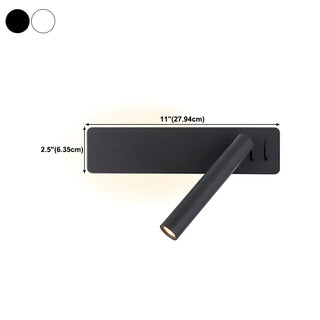 Modern Cylinder Metal Wall Reading Light Black Adjustable Zawala #size