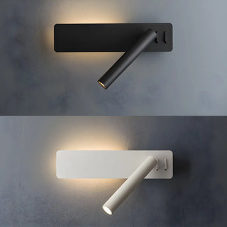Modern Cylinder Metal Wall Reading Light Black Adjustable Zawala Image - 3
