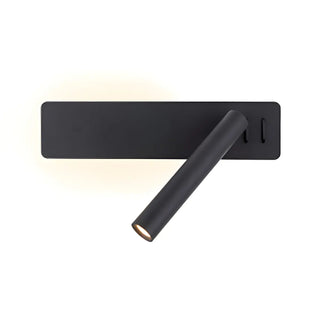 Modern Cylinder Metal Wall Reading Light Black Adjustable Zawala Image - 7