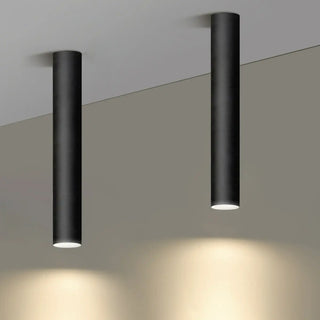 ZOWALA - Modern Black Aluminum Cylinder LED Flush Mount Light Image - 5
