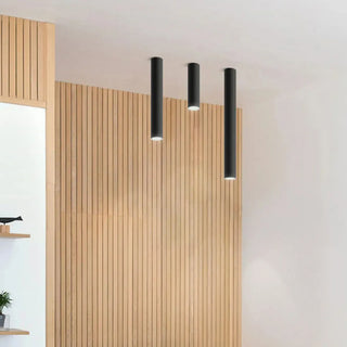 ZOWALA - Modern Black Aluminum Cylinder LED Flush Mount Light Image - 7