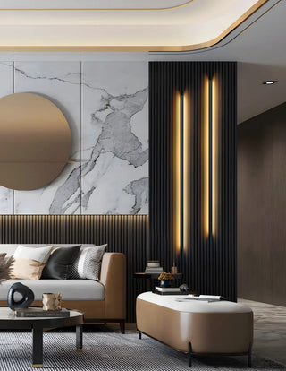 Sleek Black Vertical Linear LED Metal Wall Sconce Zawala Image - 19