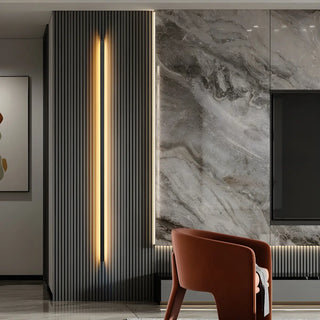 Sleek Black Vertical Linear LED Metal Wall Sconce Zawala Image - 2