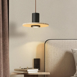 ZOWALA - Modern Bedroom Black Cylinder Aluminum Stone Pendant Light Image - 1