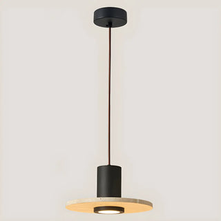 ZOWALA - Modern Bedroom Black Cylinder Aluminum Stone Pendant Light Image - 10
