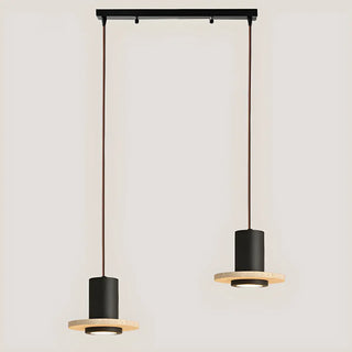 ZOWALA - Modern Bedroom Black Cylinder Aluminum Stone Pendant Light Image - 11