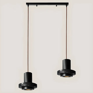 ZOWALA - Modern Bedroom Black Cylinder Aluminum Stone Pendant Light Image - 12