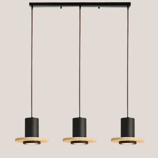 ZOWALA - Modern Bedroom Black Cylinder Aluminum Stone Pendant Light Image - 13