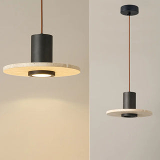 ZOWALA - Modern Bedroom Black Cylinder Aluminum Stone Pendant Light Image - 15