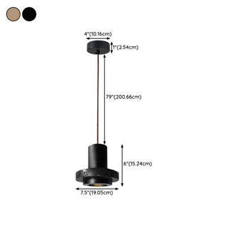 ZOWALA - Modern Bedroom Black Cylinder Aluminum Stone Pendant Light #size