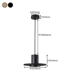 ZOWALA - Modern Bedroom Black Cylinder Aluminum Stone Pendant Light Image - 21