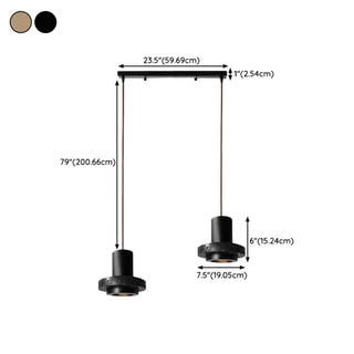 ZOWALA - Modern Bedroom Black Cylinder Aluminum Stone Pendant Light Image - 22