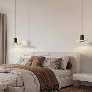 ZOWALA - Modern Bedroom Black Cylinder Aluminum Stone Pendant Light Image - 3