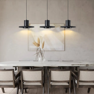 ZOWALA - Modern Bedroom Black Cylinder Aluminum Stone Pendant Light Image - 5
