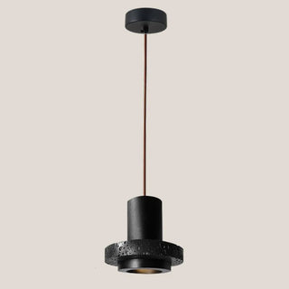 ZOWALA - Modern Bedroom Black Cylinder Aluminum Stone Pendant Light Image - 7