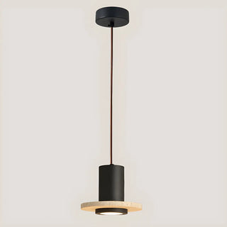 ZOWALA - Modern Bedroom Black Cylinder Aluminum Stone Pendant Light Image - 8