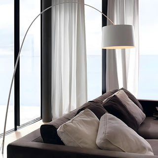 Modern Black Barrel Arc Metal Living Room Floor Lamp Zawala Image - 3