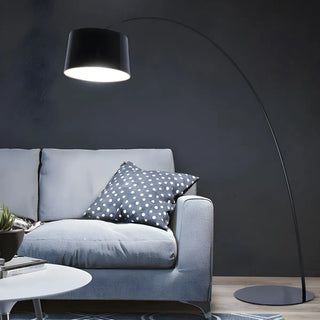 Modern Black Barrel Arc Metal Living Room Floor Lamp Zawala Image - 4